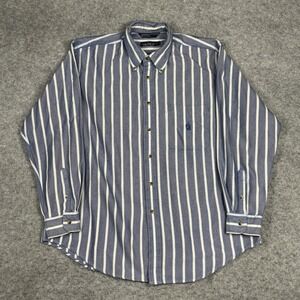 Vintage‎ Nautica Button Down Shirt Mens XL Blue White Stripes